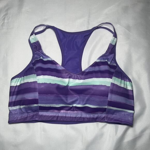 Brooks Moving Comfort Sports Bra Size L Purple Racerback Wireless Max Support - Picture 1 of 6